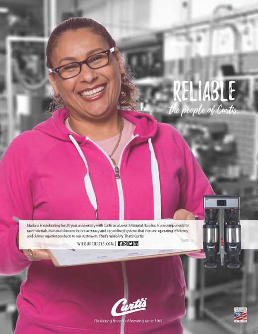 People of Curtis ad: a production employee under the word Reliable